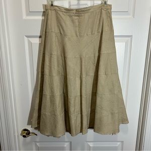 Coldwater Creek Tan Linen Cotton Skirt Size PMD